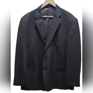 Lauren Ralph Lauren Suit Jacket Blazer 50R Charcoal Gray Pinstripe 100% Wool Men